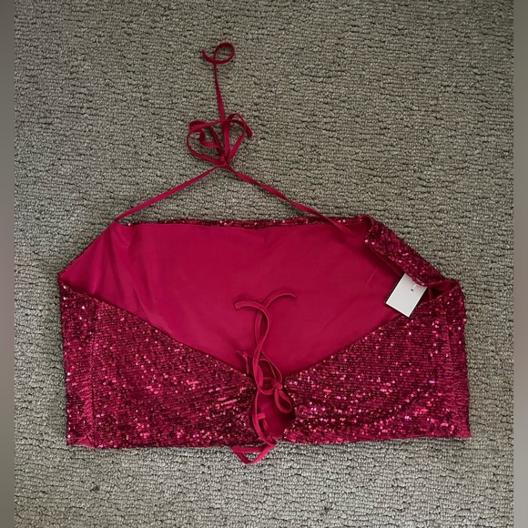 Wild Fable LG blue sequin tie top - Picture 9 of 11